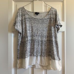 The Limited Black and White Striped Short Sleeve Top